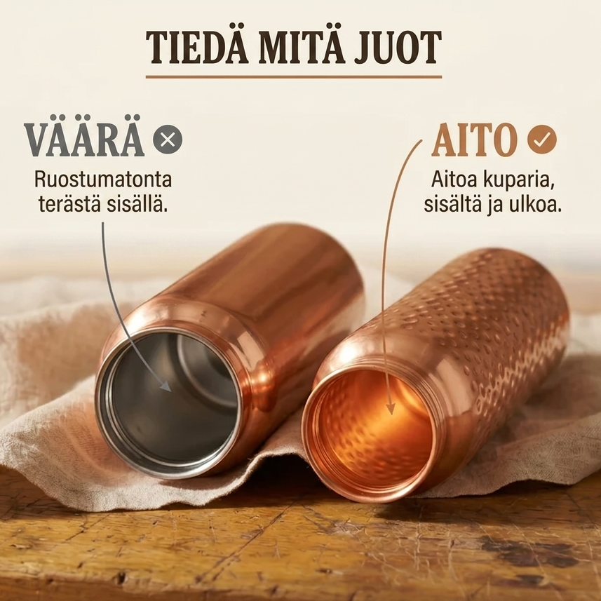 Puhdas kuparinen vesipullo